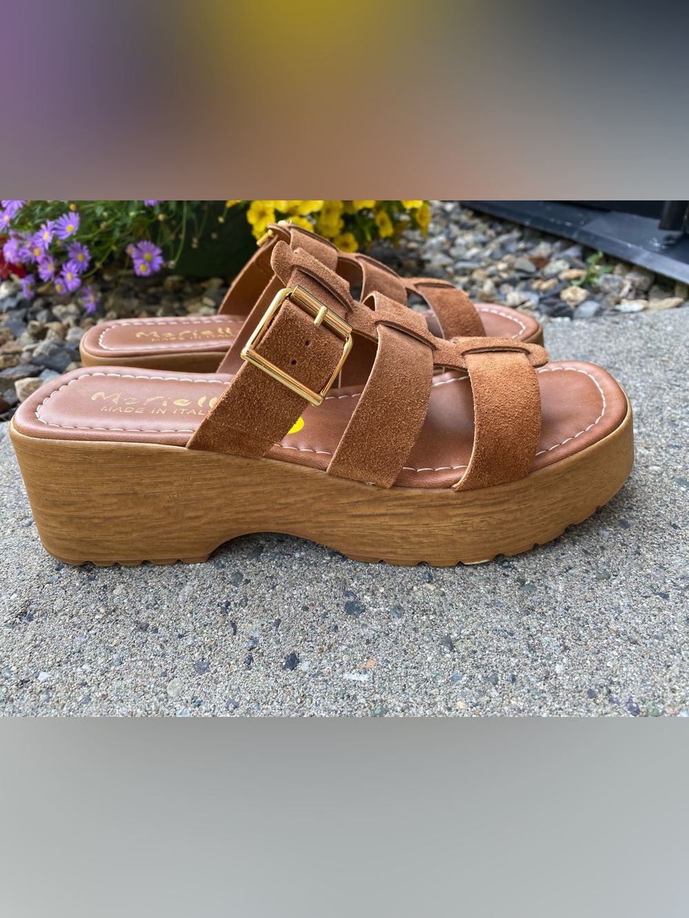 Women’s Brown Suede Platform Slide Sandals